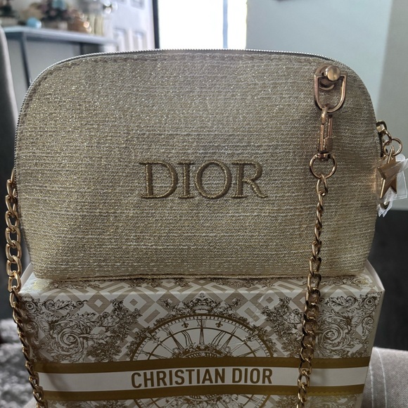 Brand New Dior 2024 Holiday Cosmetic Pouch Bag with Crossbody Chain - Picture 4 of 14